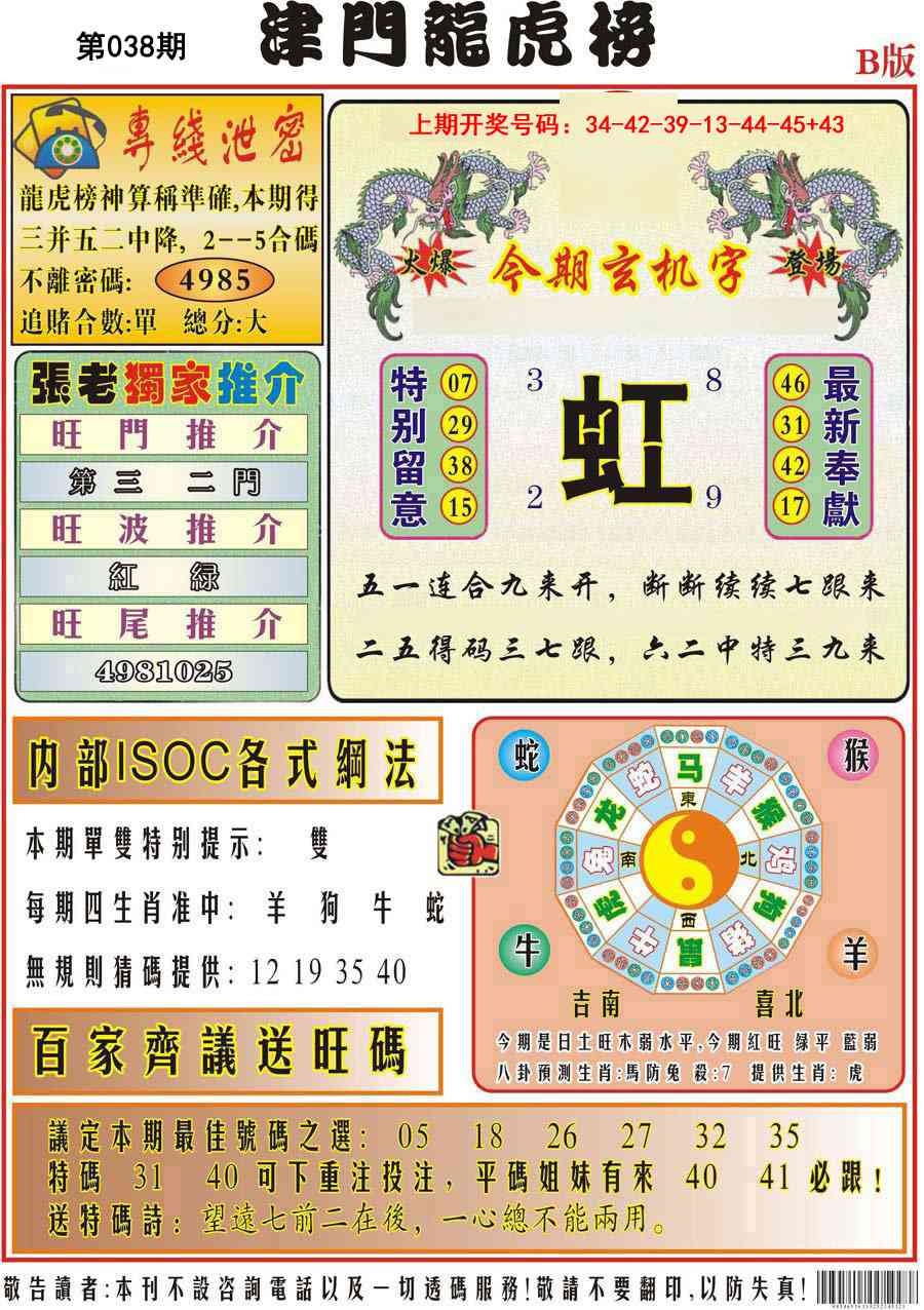 038期津门龙虎榜B[图]